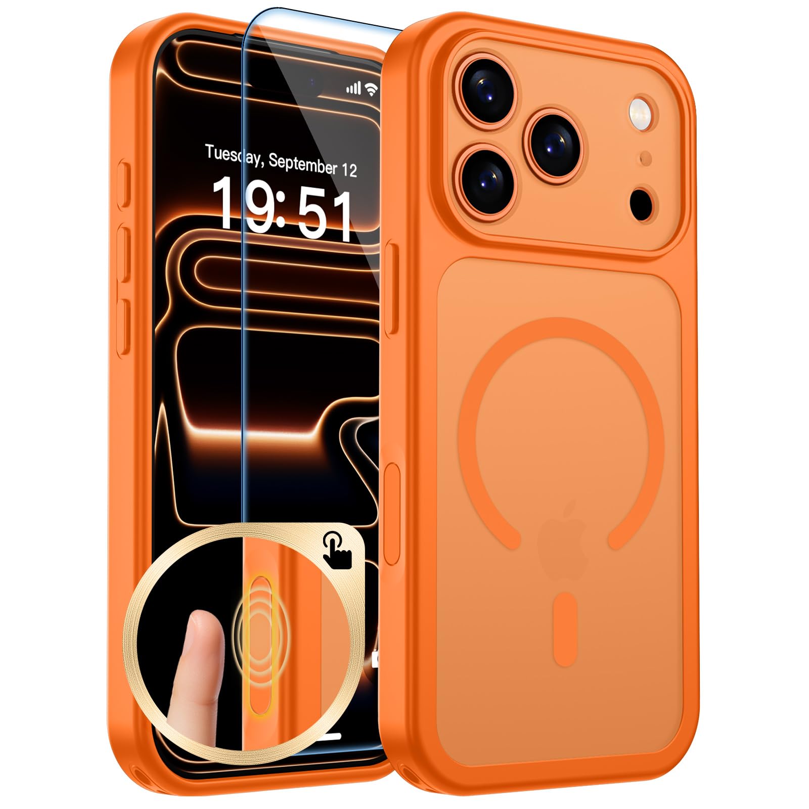 zapica Magnetic for iPhone 17 Pro Max Case, Starry Orange | Upgraded Camera Cont