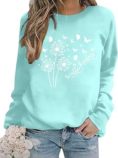 BANGELY Womens Dandelion Sweatshirt Hope Love Floral Graphic Shirt Casual Crewneck Tee Loose Long Sleeve Pullover Tops