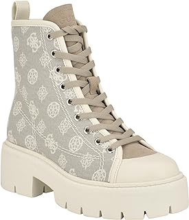 GUESS Shutter, Combat Boots Women, Ivory Logo Multi, 36 EU