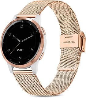 Issinlky Strap for Garmin Vivoactive 4S/Venu 2S/Venu 3S/Vivomove 3S, 18mm Stainless Steel Strap for Fossil Women Gen 6/Fossil Women Gen 5E/Fossil Women's Q Venture HR Gen 4