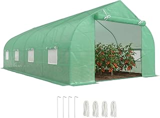 Outsunny Polytunnel Greenhouse with Windows and Door for Garden 6 x 3 M