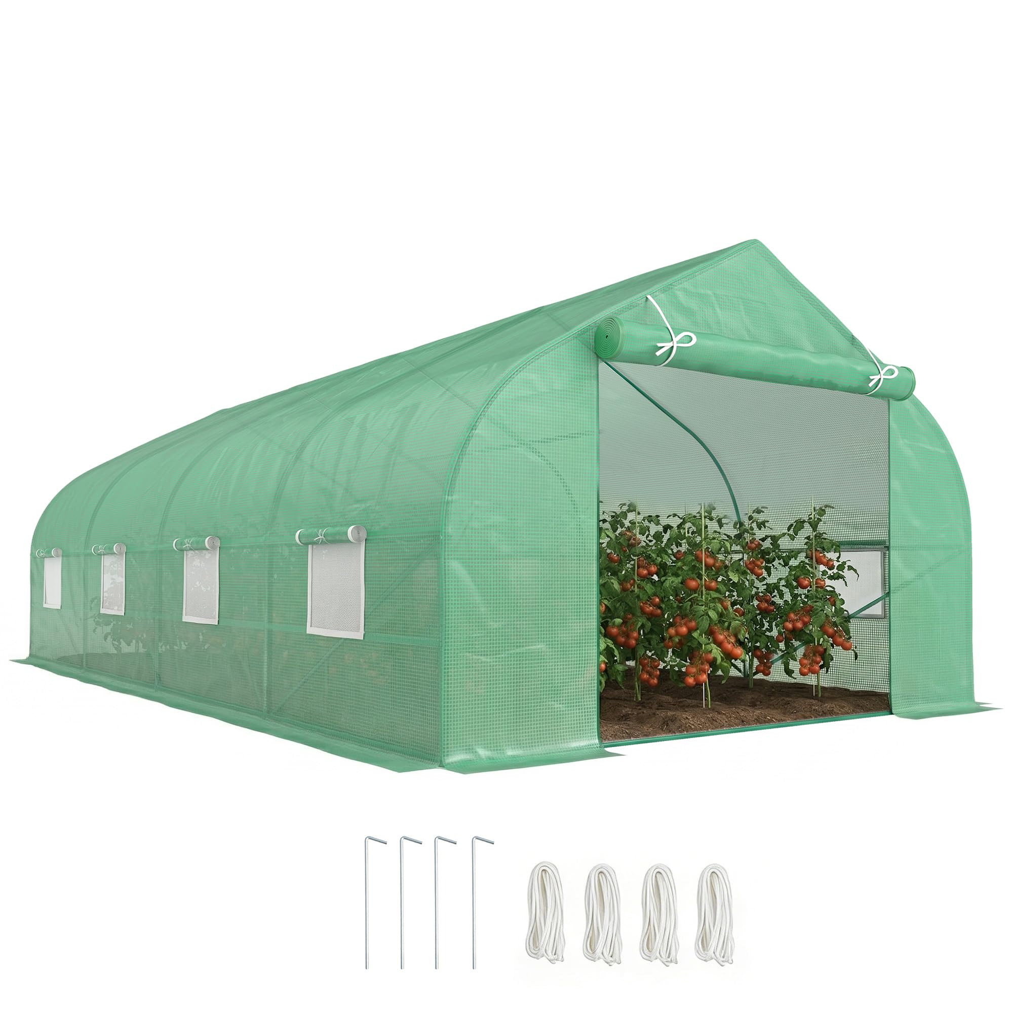 Outsunny Polytunnel Greenhouse with Windows and Door for Garden 6 x 3 M