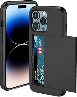 for iPhone 14 Pro Max Case Wallet, Built-in Credit Card Holder (2 Cards) Heavy Duty Protective Dual Layer Shockproof Hidden Card Slot Slim Wallet Case for iPhone 14 Pro Max for Men Woman