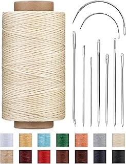 DIUDUS 218 Yards Upholstery Thread Heavy Duty Waxed Thread for Hand Sewing | Sewing Kit with 9 Upholstery Needles for Hand Stitching Bookbinding Repair Canvas