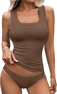 LYANER Women's Ribbed Knit Casual Tank Tops