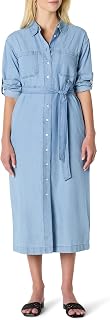 Amazon Essentials Women's Standard Cut Button Down Long Sleeve Denim Cambray Midi Dress