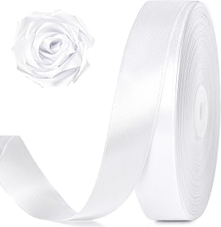 Jutieuo White Satin Ribbon 1 Inch x 100 Yards | White Ribbon for Gift Wrapping, Bows Making, Flower Bouquet, Crafts, Wedding Party Decoration