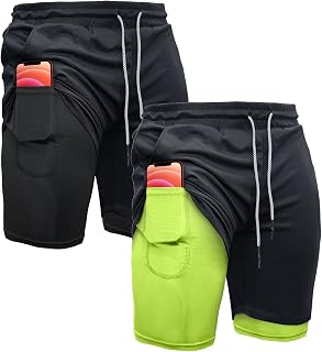 OEBLD Mens Sports Shorts 2 in 1 Gym Training Running 7'' with Towel Loop