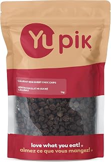 Yupik Semi-Sweet Chocolate Chips, 1 kg, Kosher, Gluten-Free, Vegan, Dairy-Free, Regular Size (1000ct), Sweet Flavor, Melts Smoothly, Ideal for Baking, Snacking & Topping
