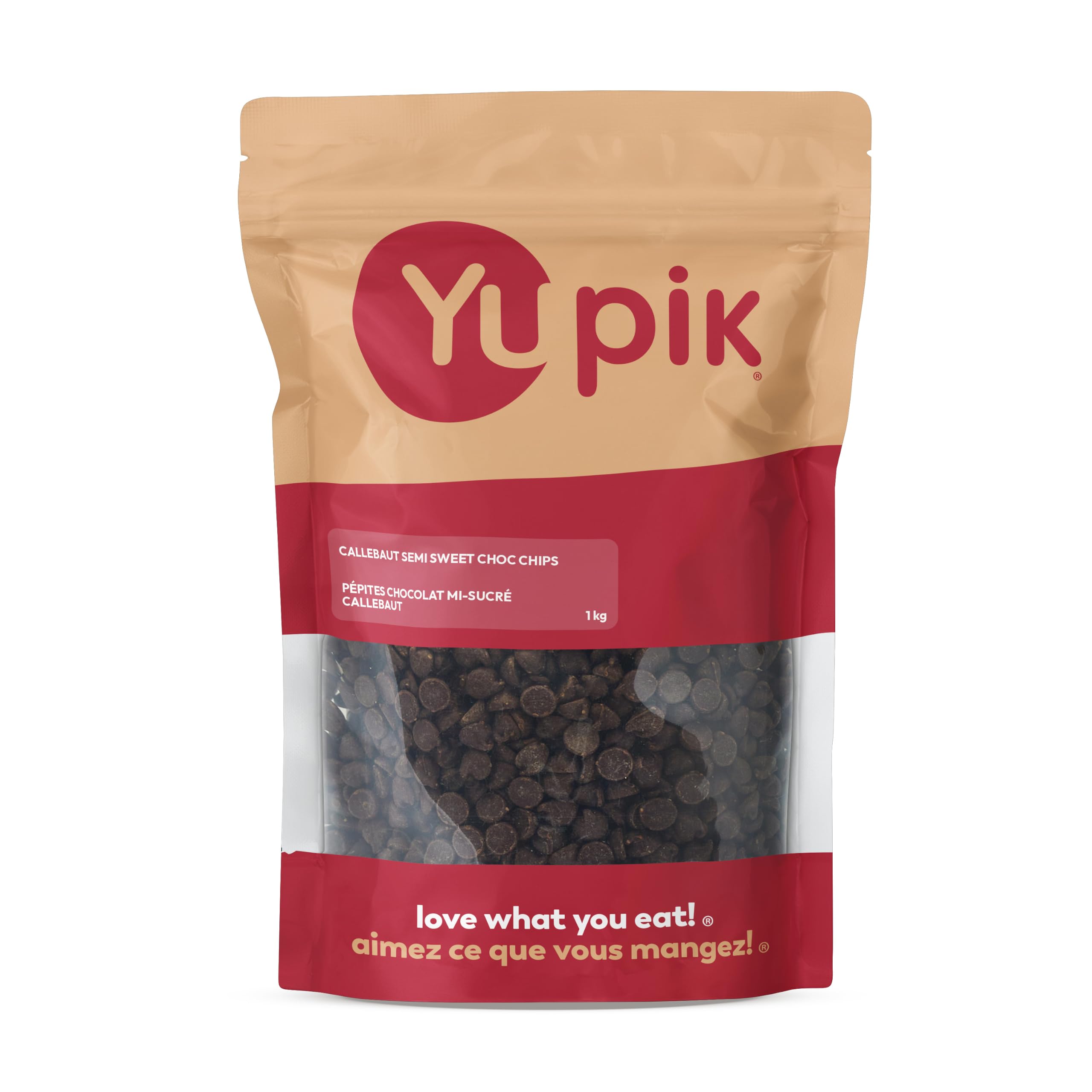 Yupik Semi-Sweet Chocolate Chips, 1 kg, Kosher, Gluten-Free, Vegan, Dairy-Free, 