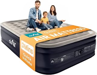 Dr. air Queen Air Mattress with Built-in Pump, Blow up Bed,18" Raised 800lb | 10-Year Support,Upgraded 3-Min AeroCoil Inflatable Mattress,40% Thicker PVC,Better Air Retention,Waterproof,Home,Floor&Guests