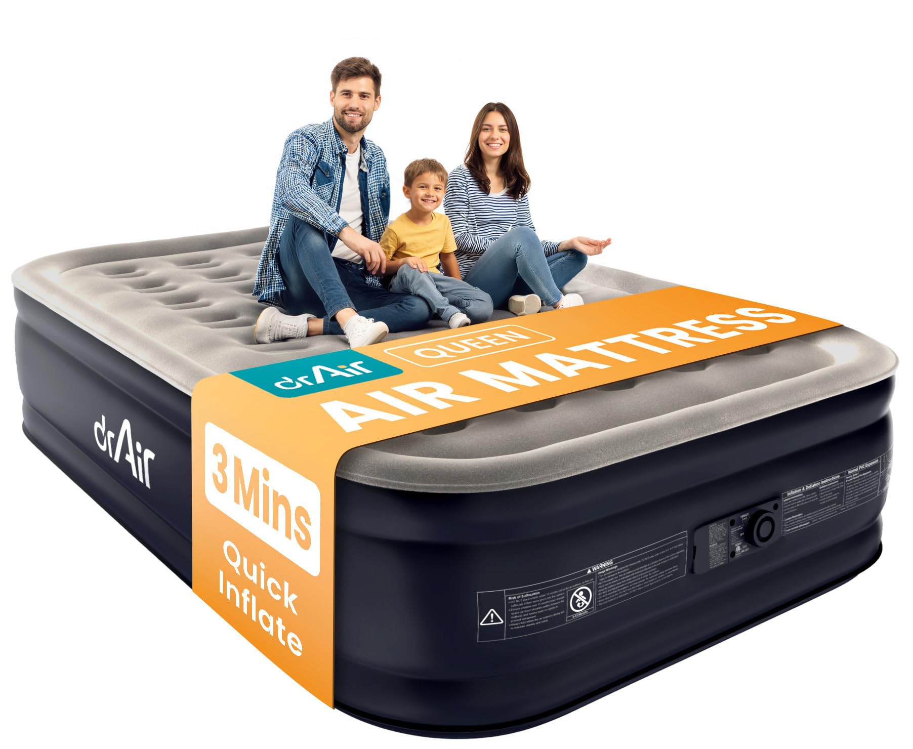 Dr. air Queen Air Mattress with Built-in Pump, Blow up Bed,18" Raised 800lb | 10