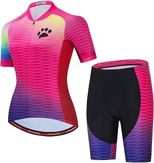 Hotlion Women's Cycling Jersey Set 3D Gel Padded Bike Clothes Breathable Bicycle Clothing Suit