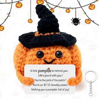 SPMatrix Halloween Pumpkin Emotional Support Crochet,Boo Basket Stuffers | Halloween Office Desk Decor Gift for Women Coworker Employee Teacher Friends,Inspirational Positive Motivational Affirmation