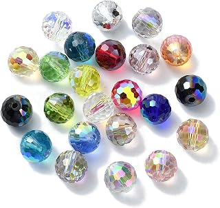 100 Pieces Faceted Electroplated Glass Beads Iridescent Wind Chime Beads Solar Catalyst Beads Loose Beads for Bracelet Necklace Making