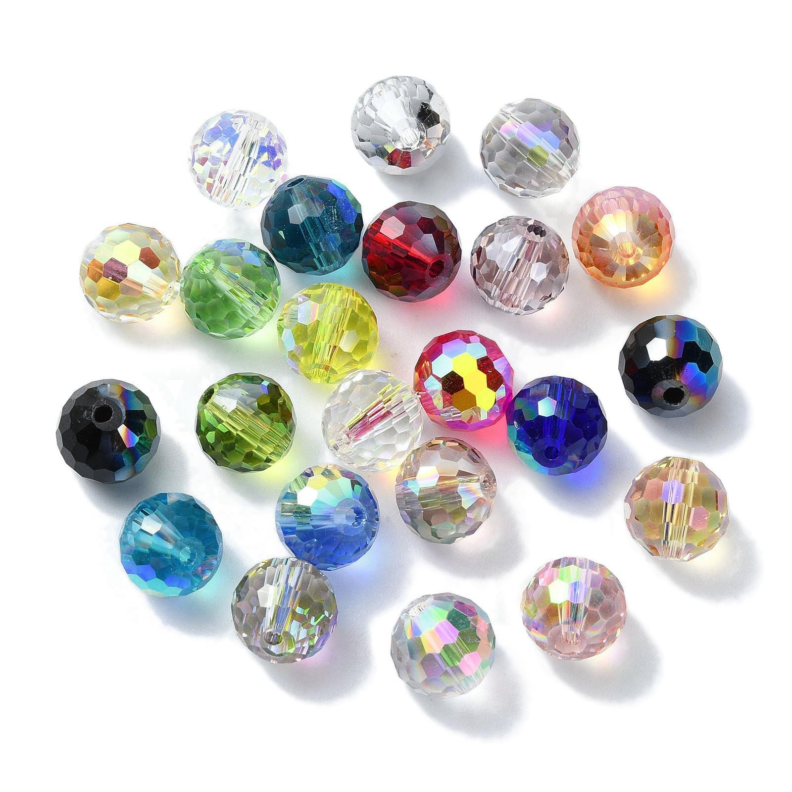 100 Pieces Faceted Electroplated Glass Beads Iridescent Wind Chime Beads Solar C