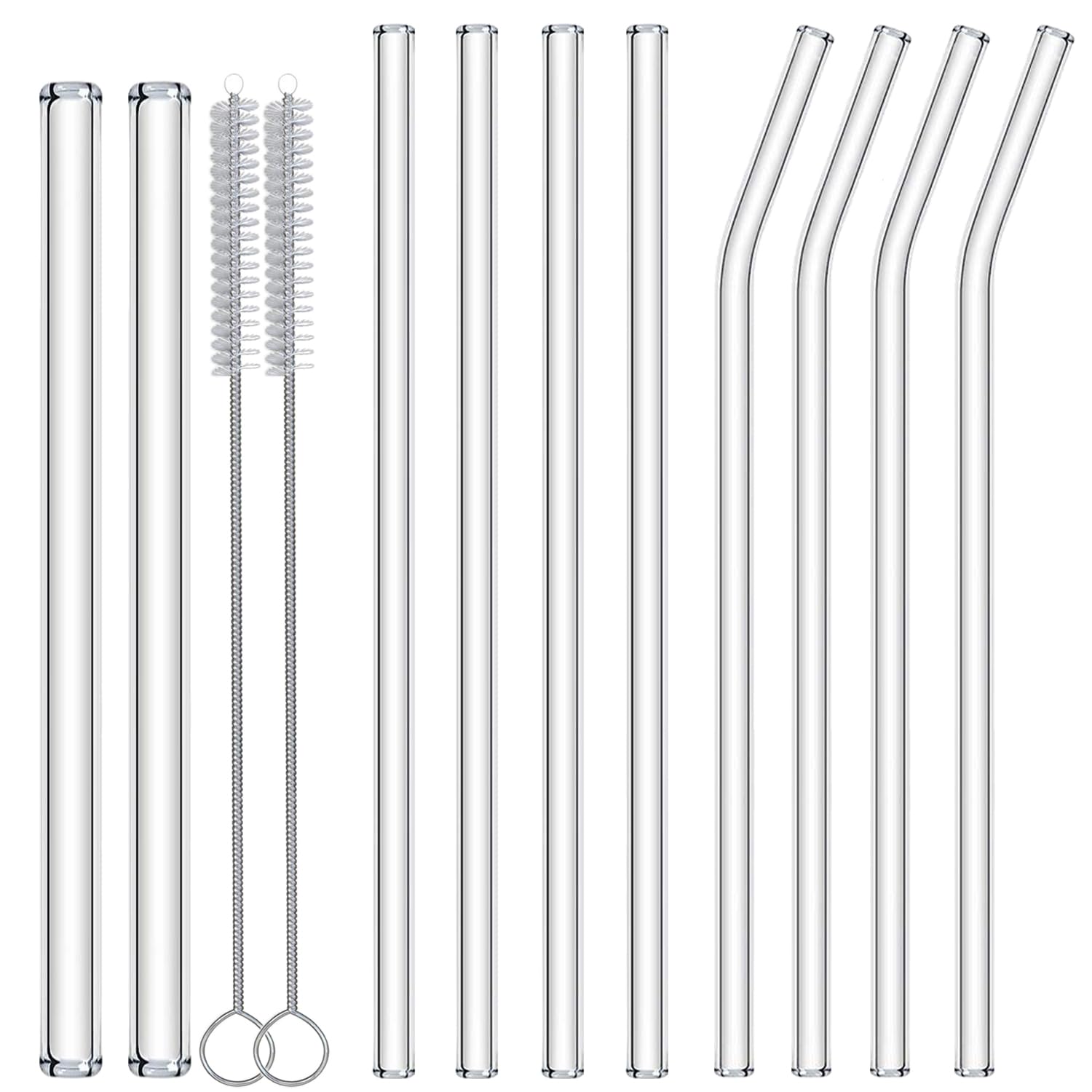 Nafender 10-Pack Glass Straws Reusable Drinking Straw Including 4 Straight and 4