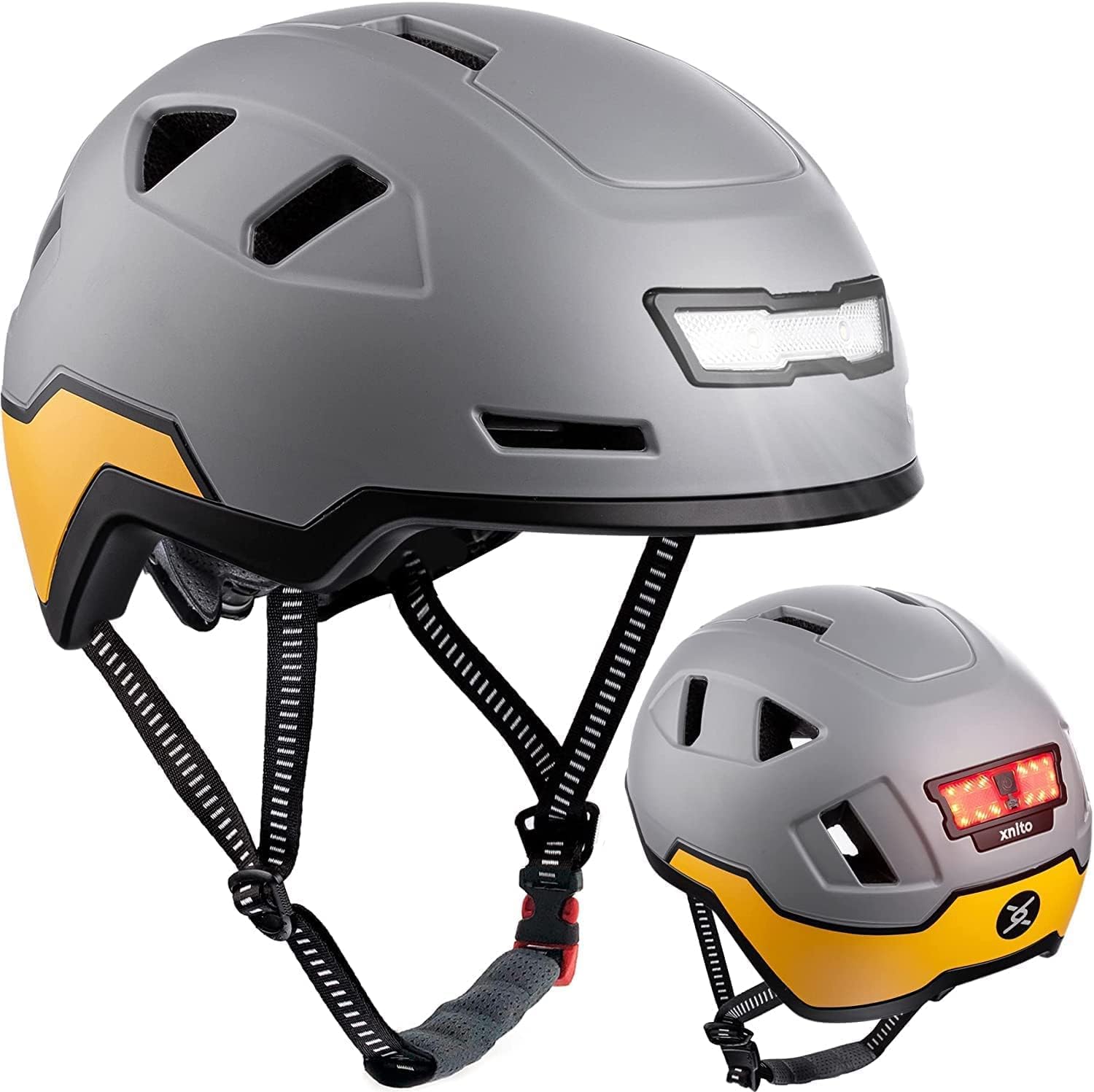 XNITO Bike Helmet with LED Lights - Urban Bicycle Helmet for Adults, Men & Women
