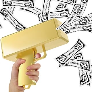 Sopu Make it Rain Money Gun Paper Playing Spary Money Toy Gun, Prop Money Gun Cash Gun Toy Party Supplies (Metallic Gold)