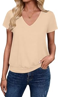 Sialois 半袖 レディース Tシャツ Vネック トップス ファッション バンド付き ボトム トップス 夏 春 衣装 ビーチ バケーション 服 2026