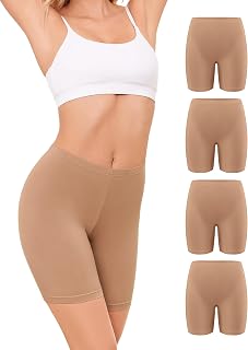 VOENXE Women's Cotton Boxer Shorts, Anti-Chafing Underskirt