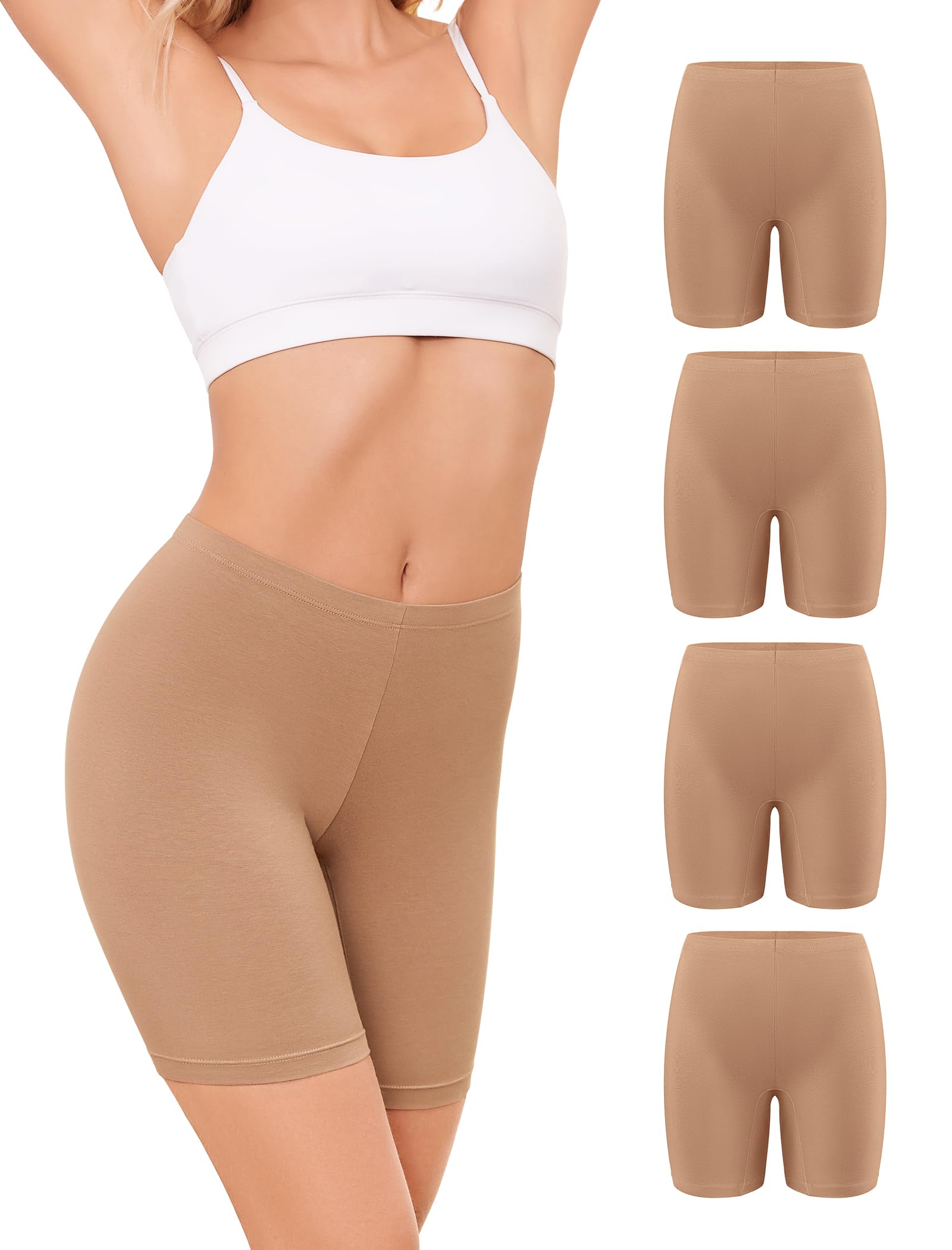 VOENXE Women's Cotton Boxer Shorts, Anti-Chafing Underskirt