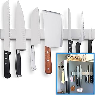 Premium Magnetic Knife Holder for Refrigerator that Doesn't Slide - 43cm Professional Double Sided Knife Strip for Fridge - Knife Rack/Bar with Powerful Magnetic Pull Force (Upgraded Version)