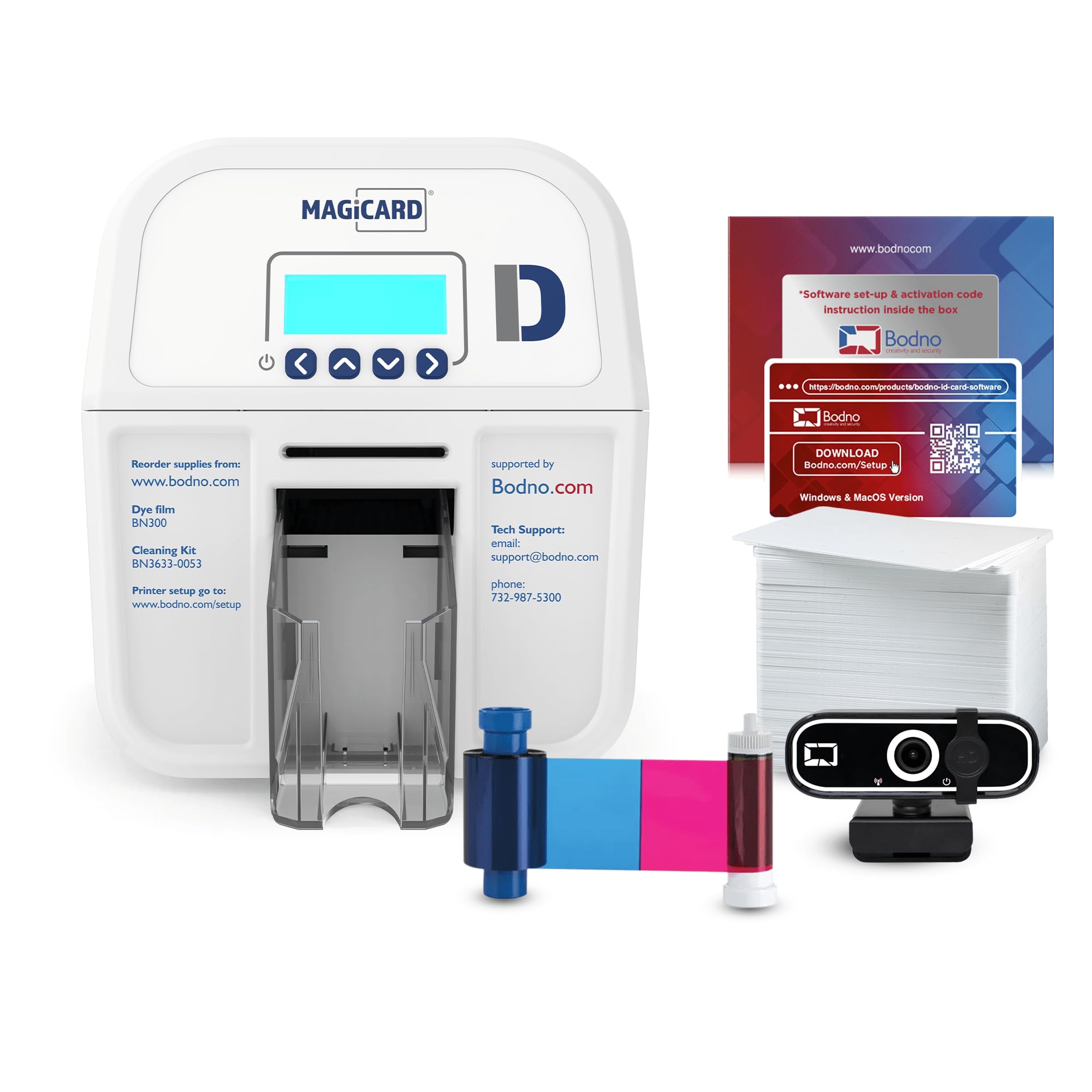 Bodno Magicard D Dual Sided ID Card Printer & Complete Supplies Package ID Softw