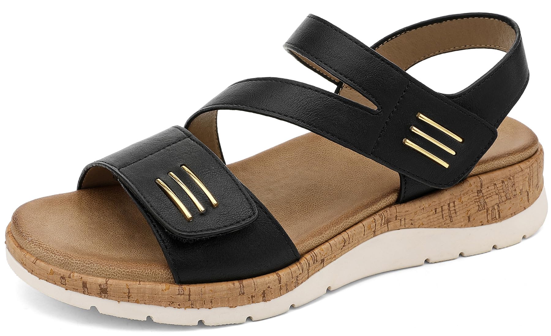 UBFEN Women Flat Sandals Arch Support Open Toe Comfortable Casual Low Wedge Summ