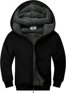 ZITY Boys Zip Up Hoodie Fleece Jacket Kids Sherpa Lined Sweatshirts Outerwear Unisex Warm Winter Coat 6-15 Years Old