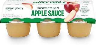 Amazon Grocery, Unsweetened Apple Sauce, 4 Oz, Pack of 6