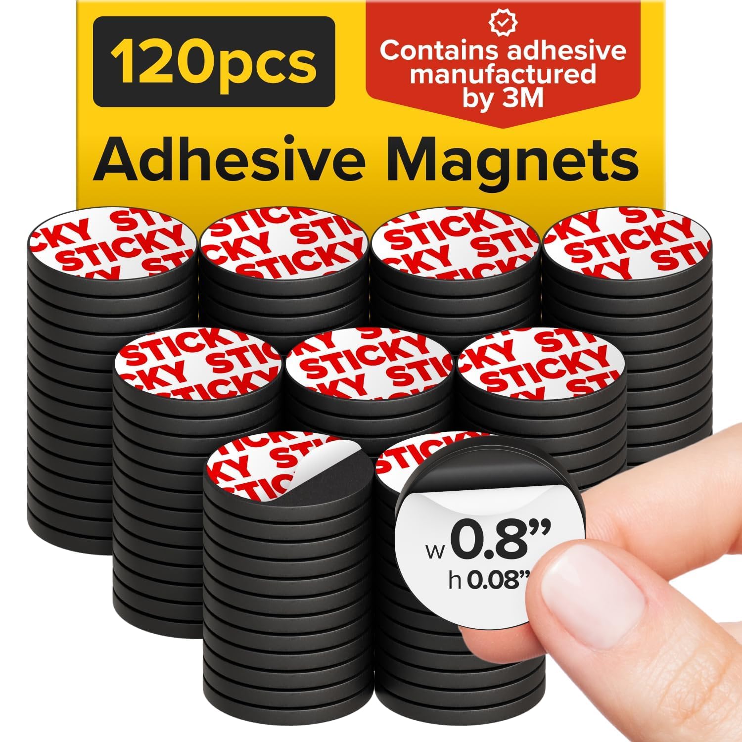 Sticky Flexible Adhesive Magnets for Crafts, 0.8"x0.08" (20x2mm), 120 pcs | Flex