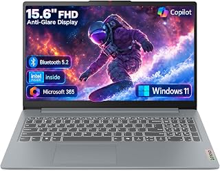 Lenovo Business 15.6" FHD Laptop, Intel Processor, 8GB DDR5, 128GB Storage | Office 365, Copilot AI, WiFi 6, USB-C, Anti-Glare Screen, Long Battery Life, Windows 11, Arctic Grey