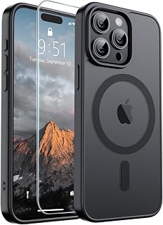 supfine Magnetic for iPhone 15 Pro Max Case [Compatible with MagSafe] [Military Grade Drop Protection] Slim Translucent Matte Shockproof with Anti-Fingerprint Phone Case, Black