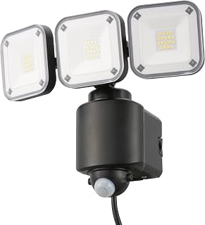 Ohm Monban LS-A450W3 07-8810 OHM Sensor Light, Outdoor, Motion Sensor Outlet, LED Light, AC Power Supply, 4500 Lumens, 3 Lights, IP44 Security, Automatic On, Off, Garden, Entryway, Parking Lot