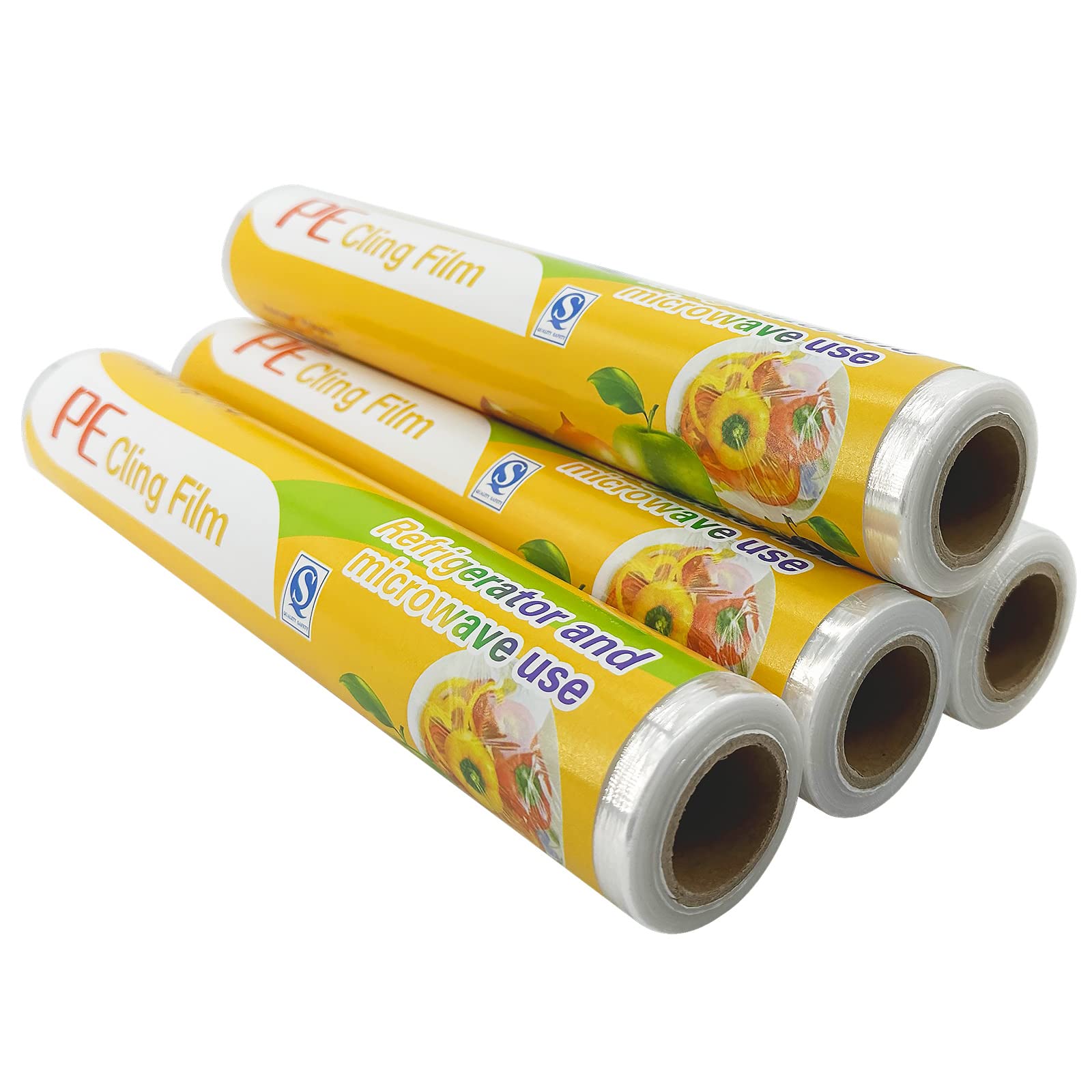 Douzi 4 Pack Cling Film for Food 100m x 30cm, Storing Food Cling Film Refill Rol