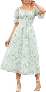 Scarlet Darkness Cottagecore Floral Dress Women Summer Midi Dresses