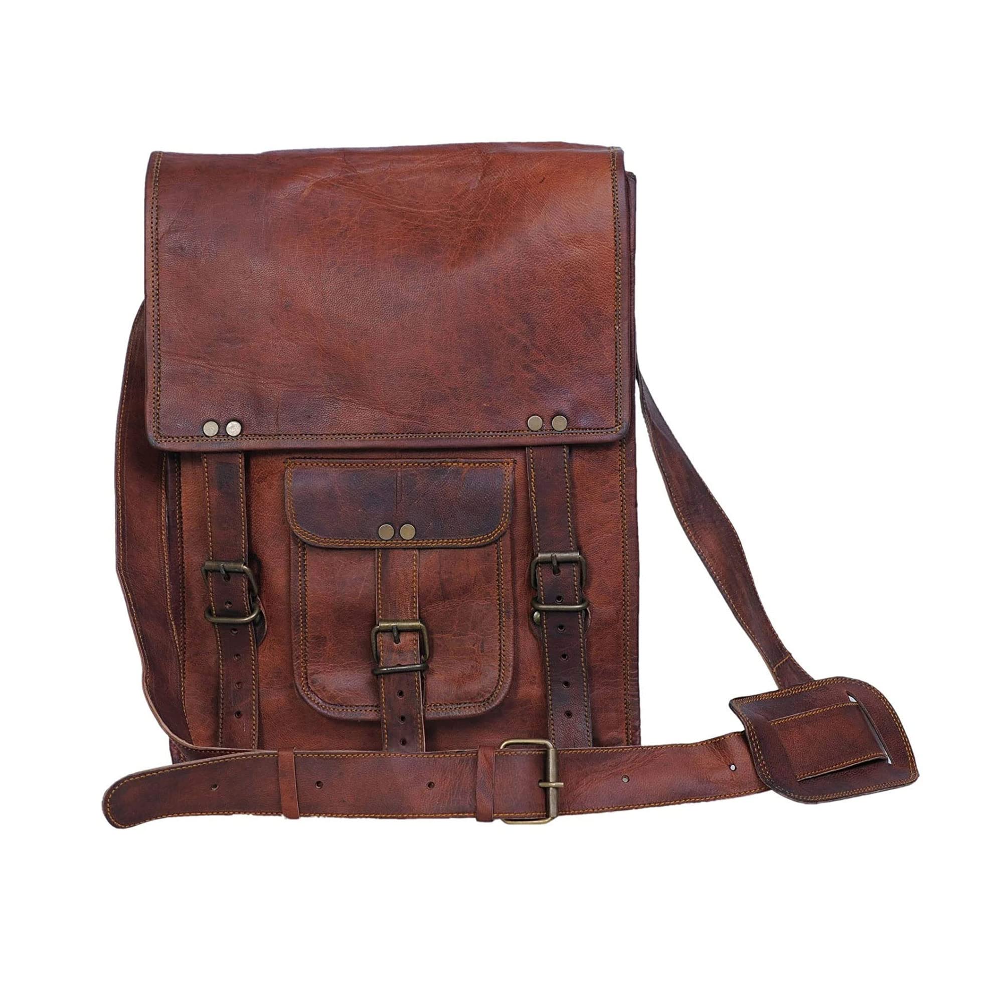 Leather crossbody bag messenger satchel tablet bag 11 inches for men and women (