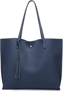 Dreubea Women's Soft Faux Leather Tote Shoulder Bag Large Capacity Tassel Handbag