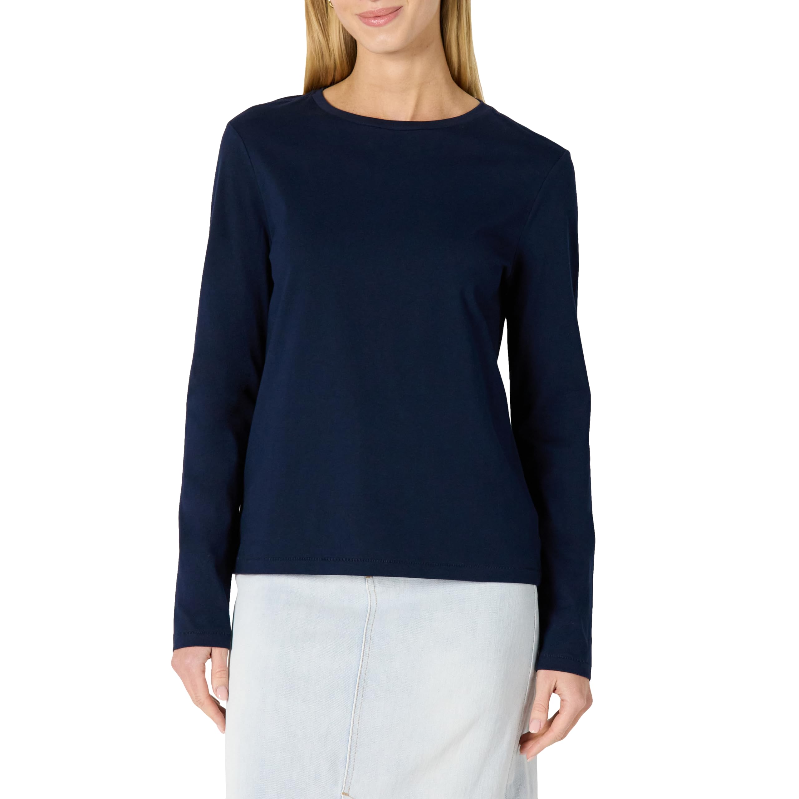 Amazon Essentials T-shirt à Manches Longues 100% Coton, Coupe Classique Femme