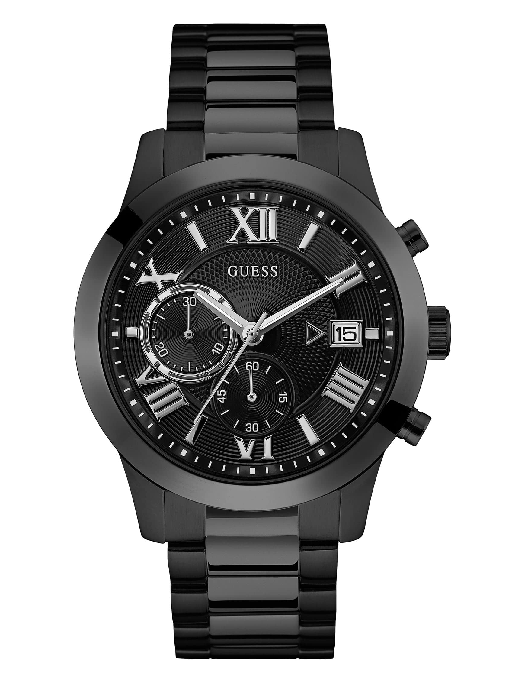 GUESS Men's Analog Dress Watch| Stainless Steel Case| 50M Water Resistance