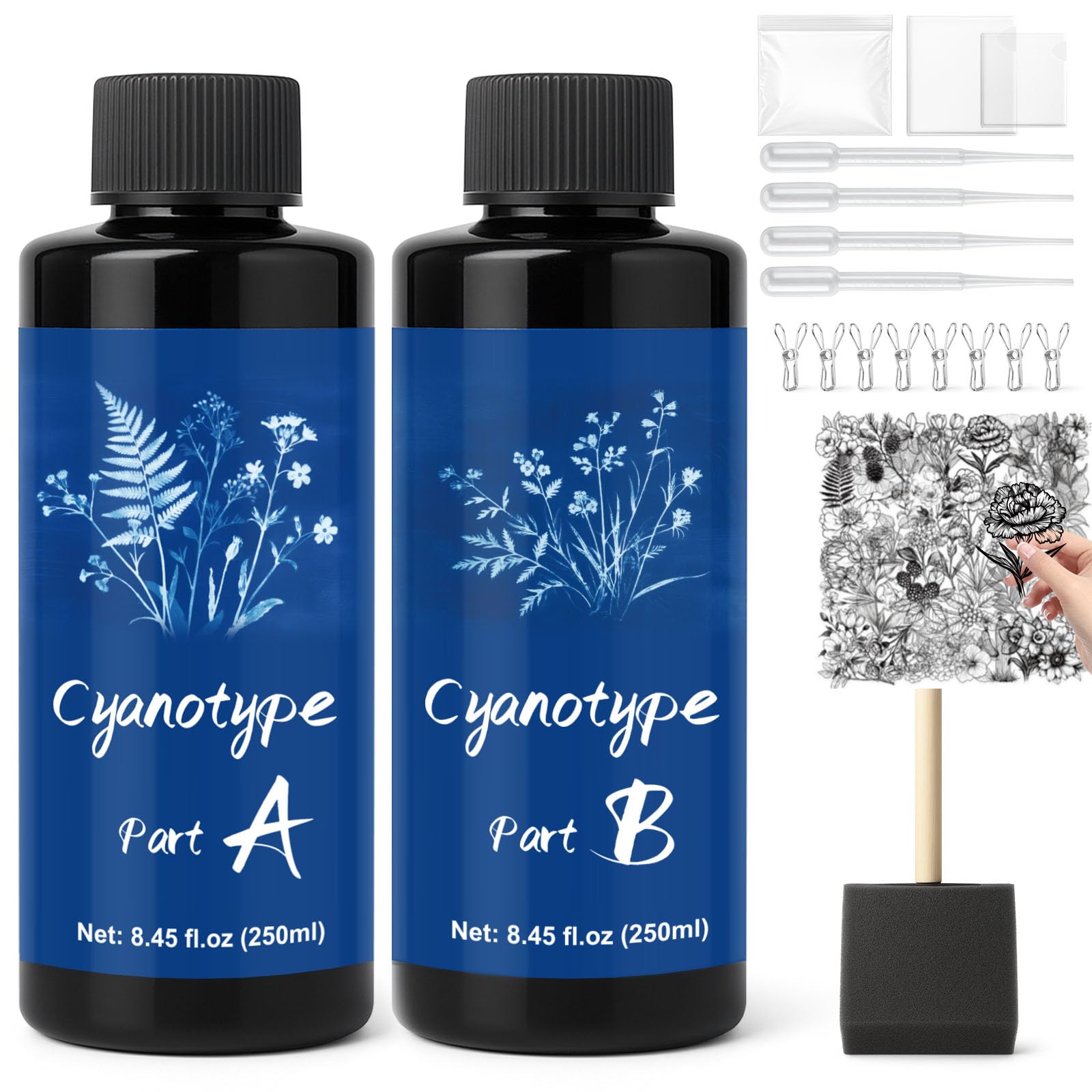 WAN2TLK Cyanotype Kit, 500ml Sun Printing Kit for Paper & Fabric