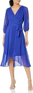 DKNY Balloon Half Sleeve Faux Wrap Midi Dress Women (Pack of 1)