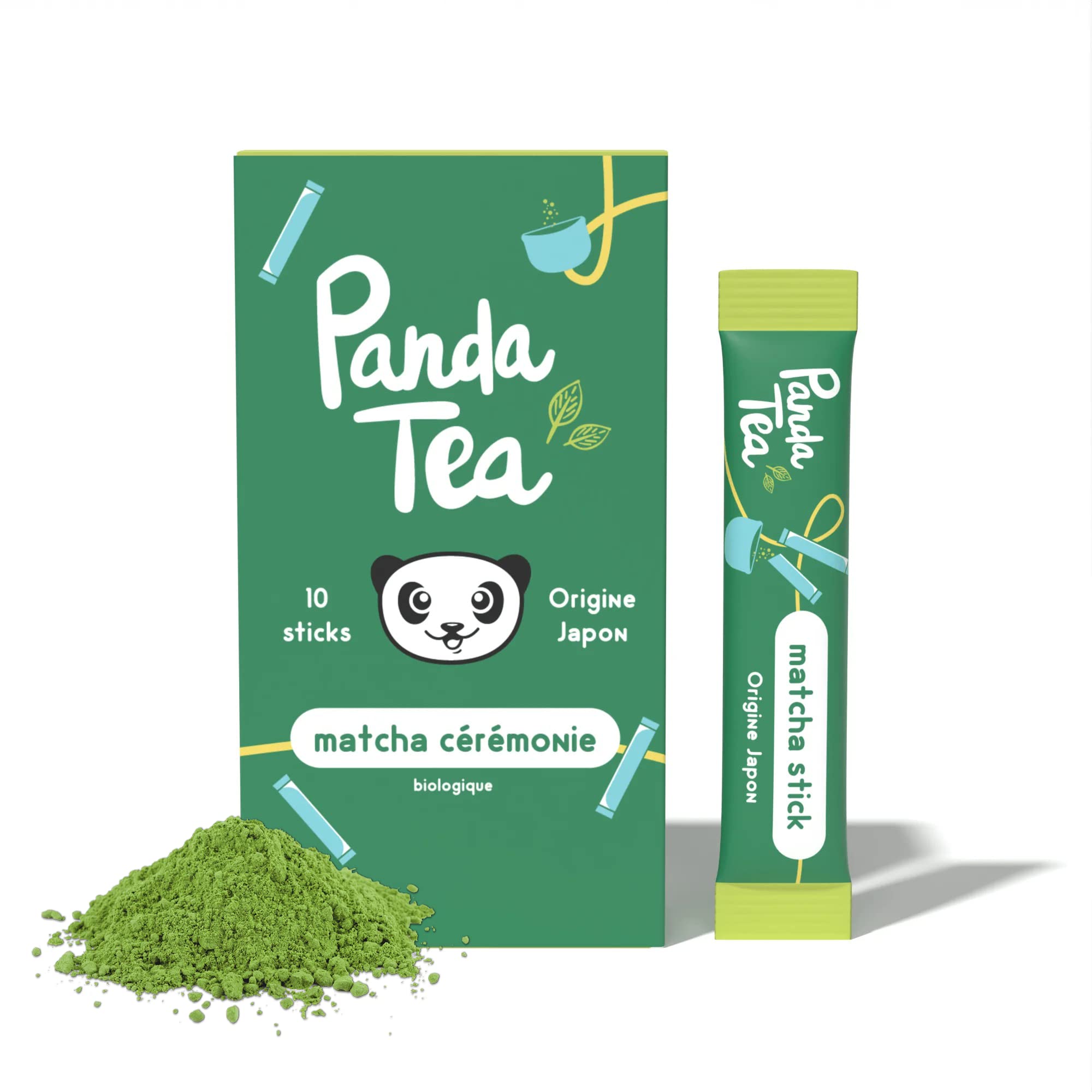 Panda Tea Thé Matcha Cérémonie Bio | Origine Japonaise | 10 Stick de Thé Matcha 