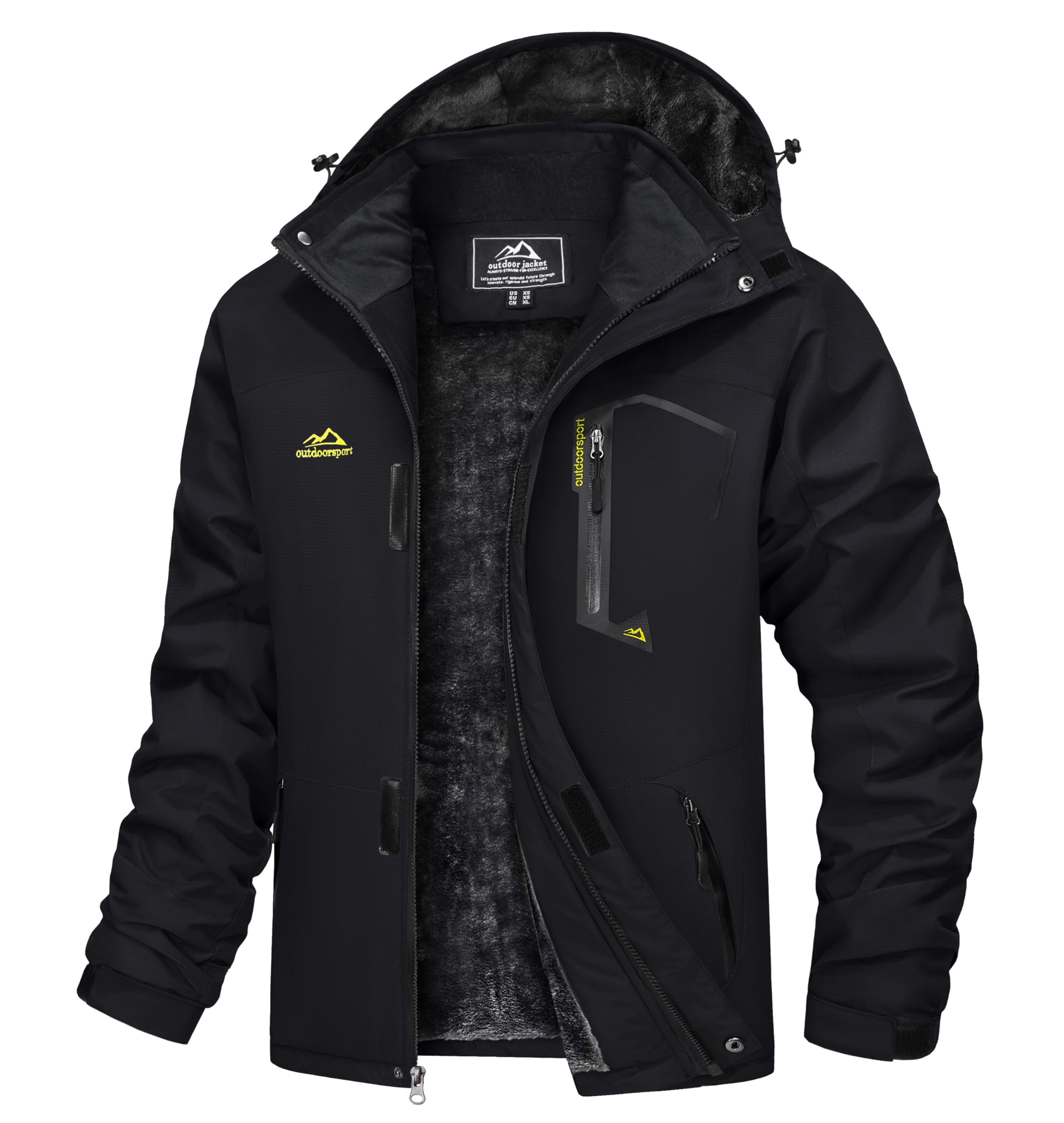 TACVASEN Men's Waterproof Fleece Mountain Jacket Windproof Warm Ski Jacket Multi