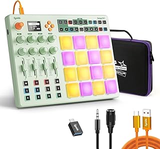 TempoPAD C16 Wireless MIDI Pad Controller, Beat Maker Machine Pad | Convenient BT, 3000mAh battery, on board editor, OLED screen, 4 memory banks, 4 sliders, 16 step sequencer, MIDI In/Out/Thru