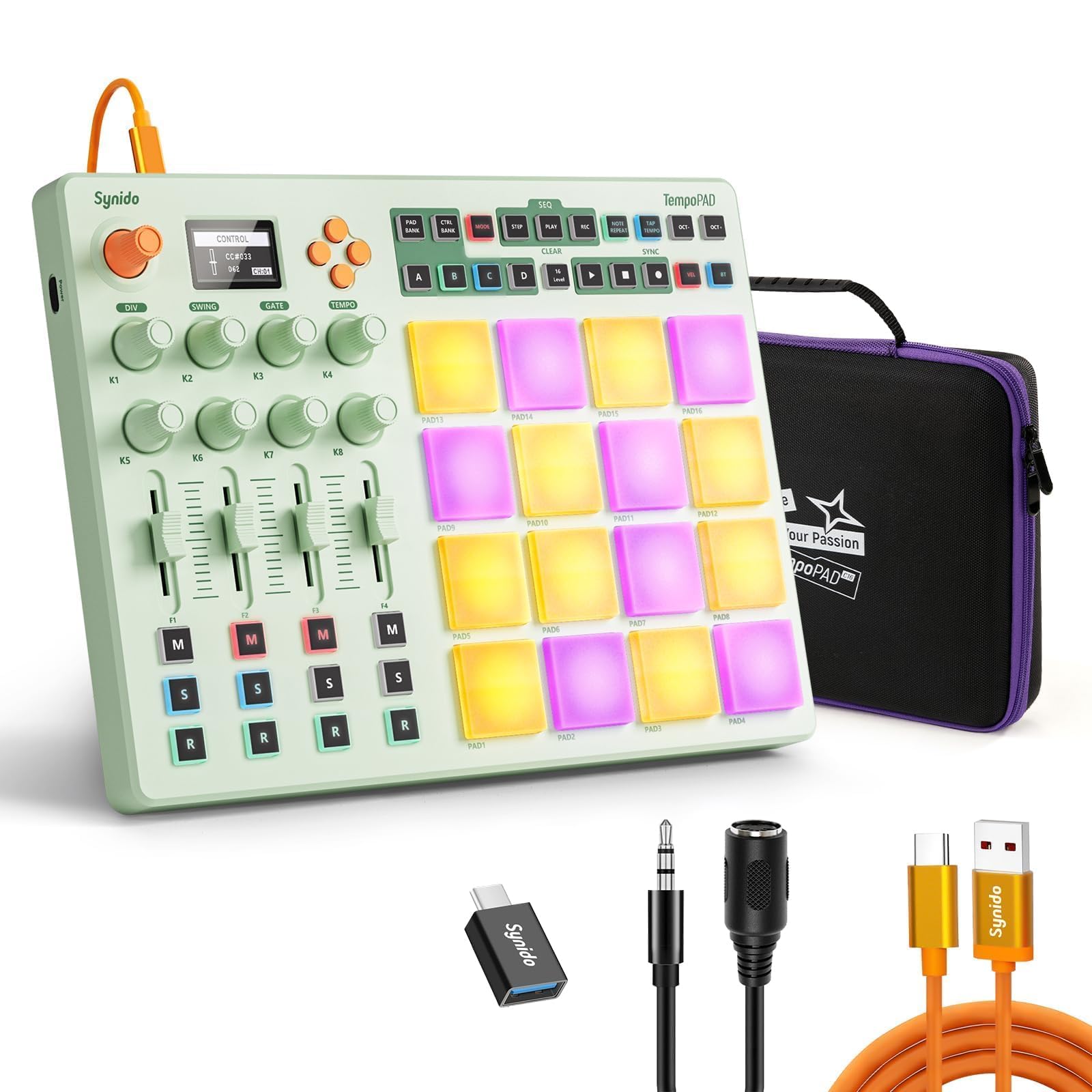 TempoPAD C16 Wireless MIDI Pad Controller, Beat Maker Machine Pad | Convenient B