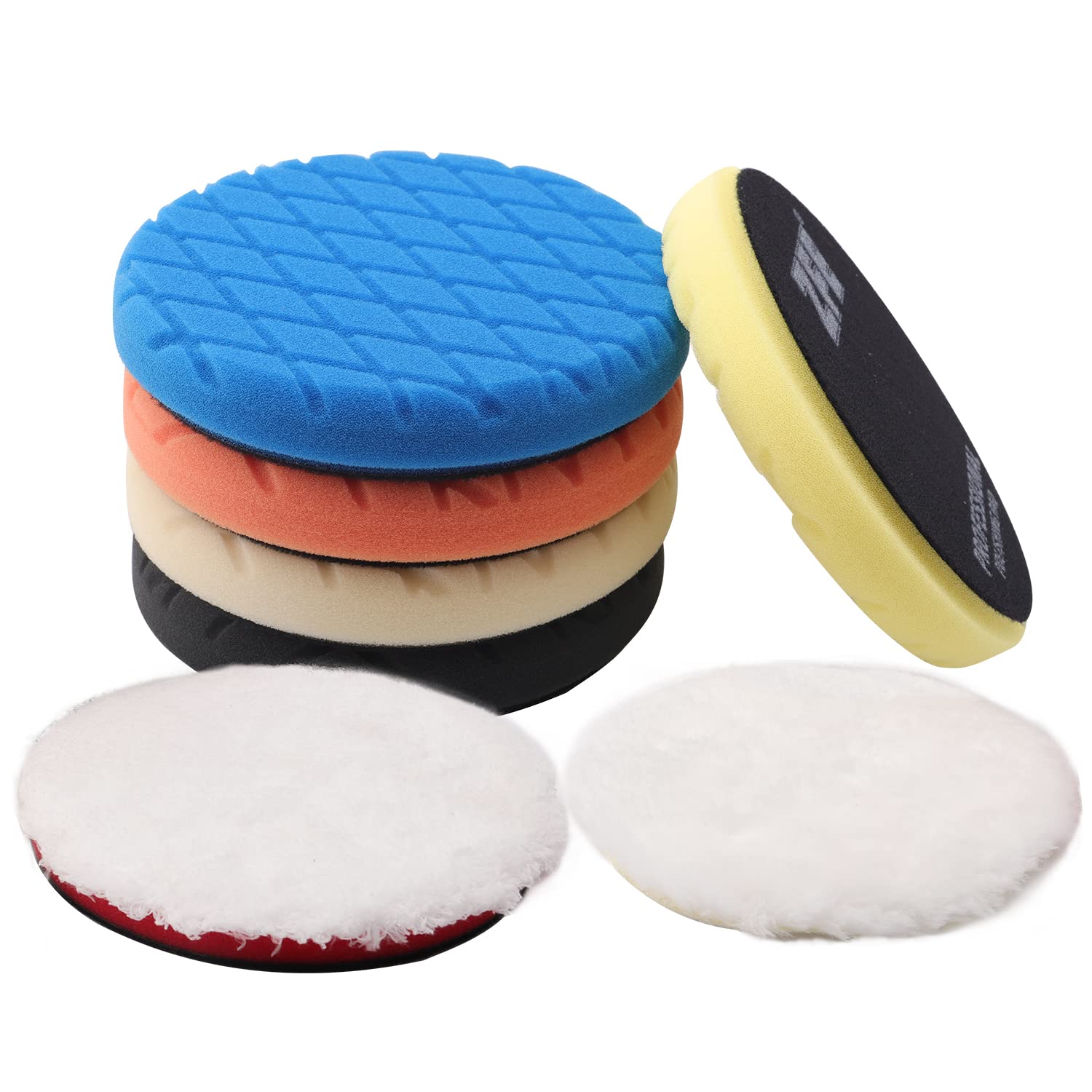 Buffing Polishing Pads, ZFE 7Pcs 6"(150mm) Waffle Foam Buffing Pads Polishing Pa