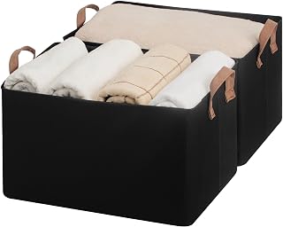 StorageWorks Extra Large Storage Basket for Shelves, Black, 2-Pack