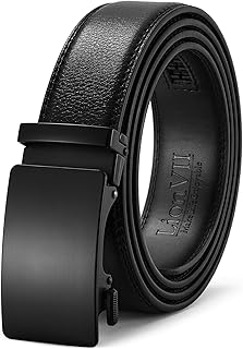 LionVII Men's Leather Ratchet Belt, Dress & Casual,Trim-to-Fit 28-50" Waist